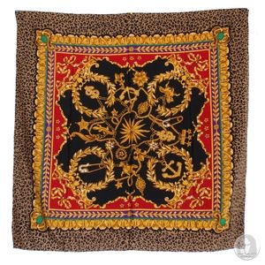 Vintage Scarf Shawl Graphic Bijoux Jewelry Baroque Leopard Print 44in